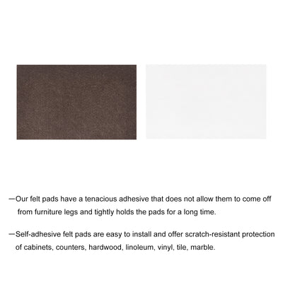 Harfington Uxcell Felt Furniture Pads, 40mm x 28mm Self Adhesive Square Floor Protectors for Furniture Legs Hardwood Floor, Brown 12Pcs
