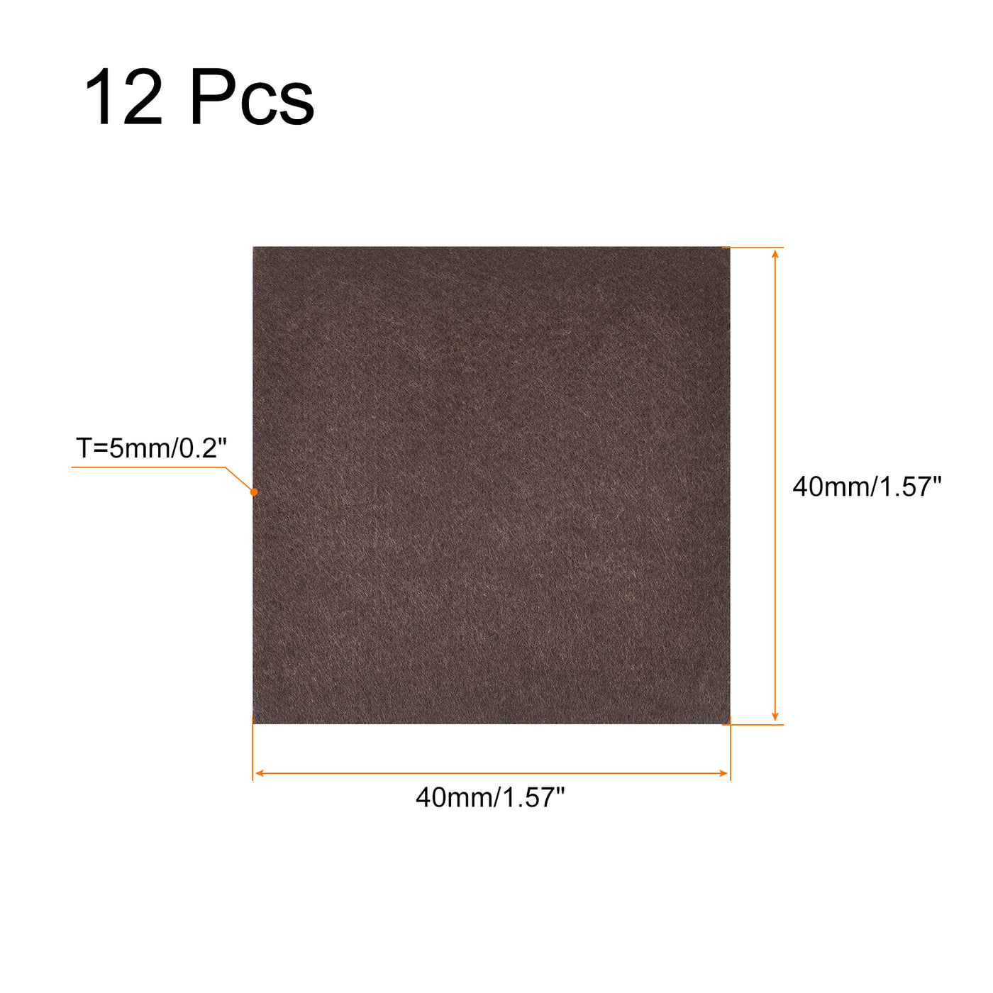 uxcell Uxcell Felt Furniture Pads, 40mm x 40mm Self Adhesive Square Floor Protectors for Furniture Legs Hardwood Floor, Brown 12Pcs