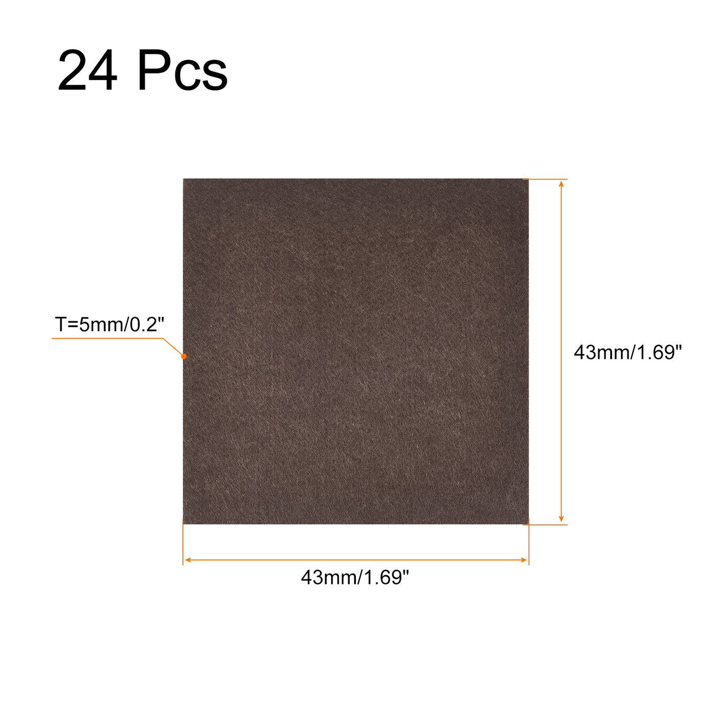 uxcell Uxcell Felt Furniture Pads, 43mm x 43mm Self Adhesive Square Floor Protectors for Furniture Legs Hardwood Floor, Brown 24Pcs