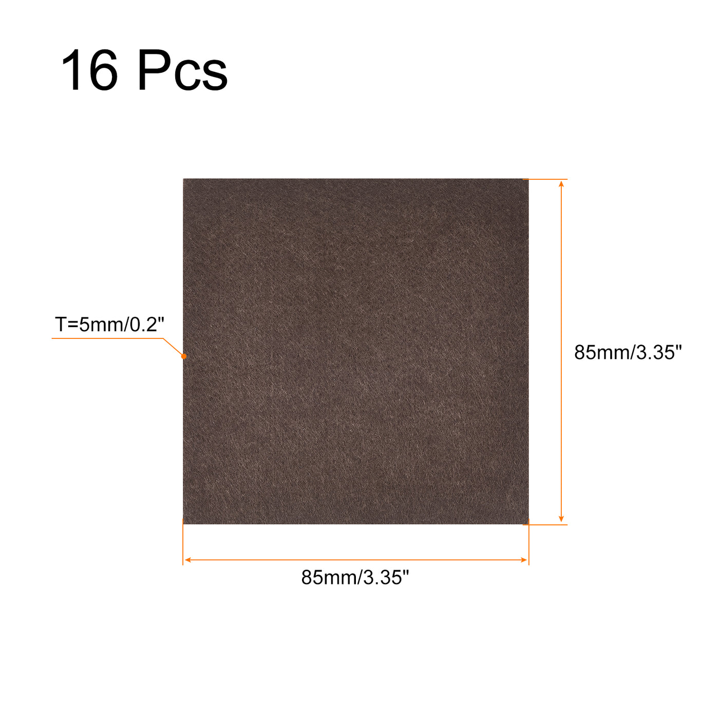 uxcell Uxcell Felt Furniture Pads, 85mm x 85mm Self Adhesive Square Floor Protectors for Furniture Legs Hardwood Floor, Brown 16Pcs