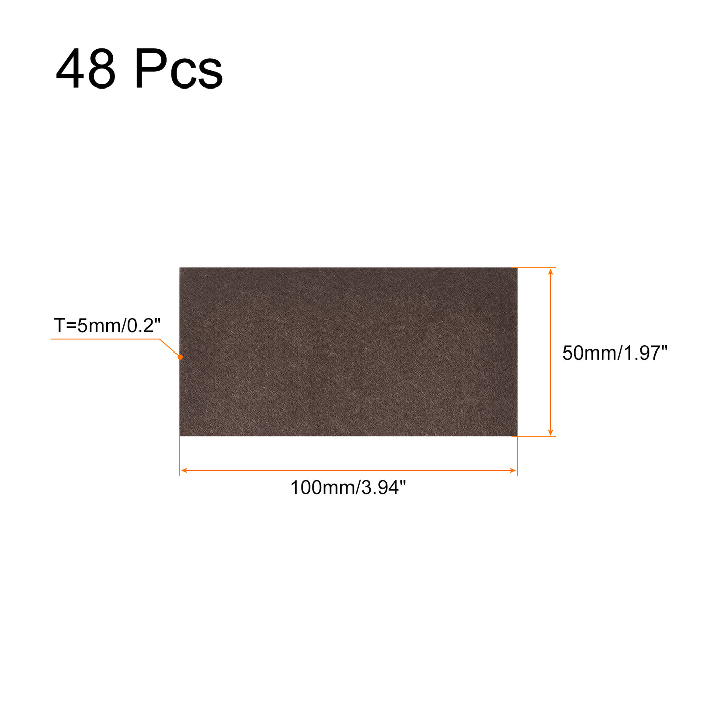 uxcell Uxcell Felt Furniture Pads, 100mm x 50mm Self Adhesive Square Floor Protectors for Furniture Legs Hardwood Floor, Brown 48Pcs