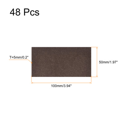 Harfington Uxcell Felt Furniture Pads, 100mm x 50mm Self Adhesive Square Floor Protectors for Furniture Legs Hardwood Floor, Brown 48Pcs