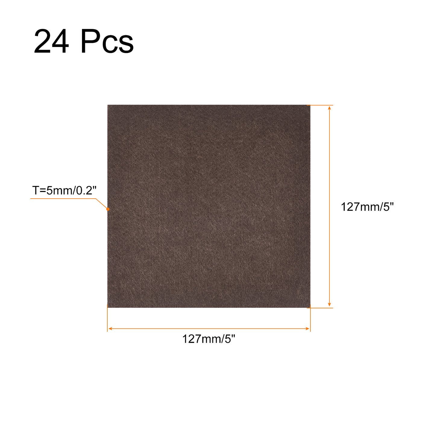 uxcell Uxcell Felt Furniture Pads, 127mm x 127mm Self Adhesive Square Floor Protectors for Furniture Legs Hardwood Floor, Brown 24Pcs