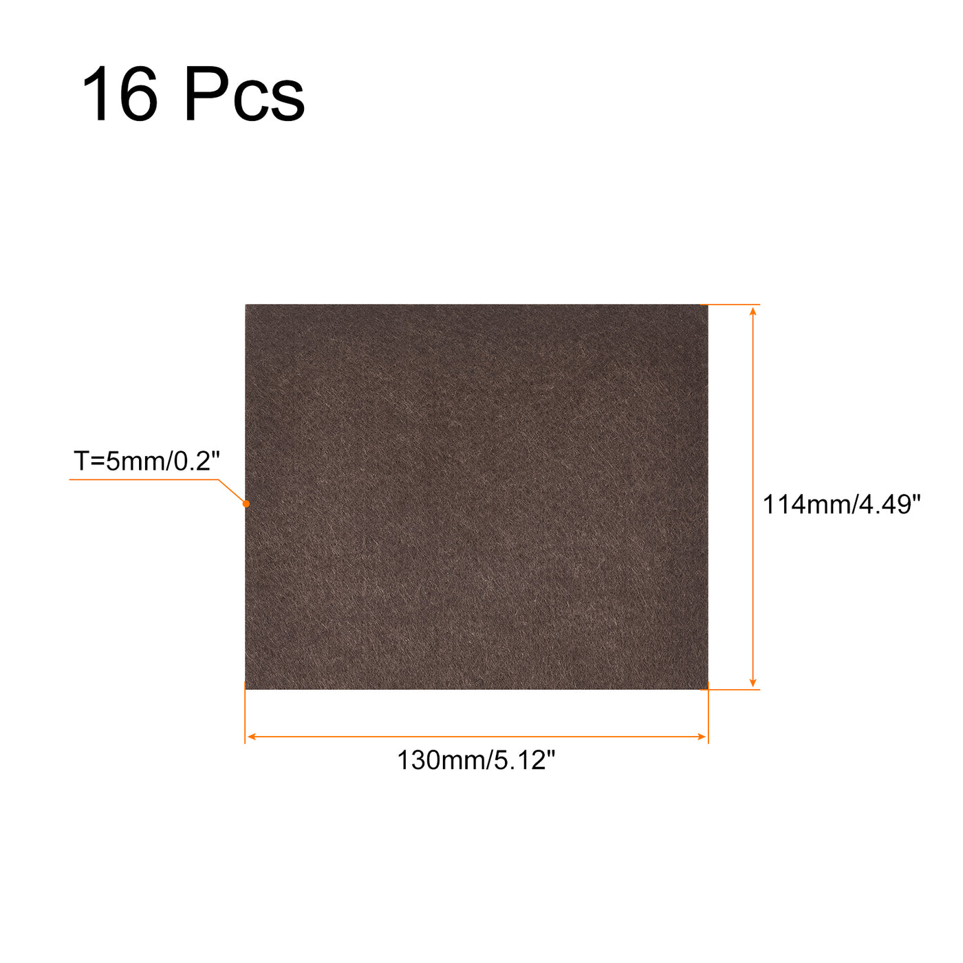 uxcell Uxcell Felt Furniture Pads, 130mm x 114mm Self Adhesive Square Floor Protectors for Furniture Legs Hardwood Floor, Brown 16Pcs