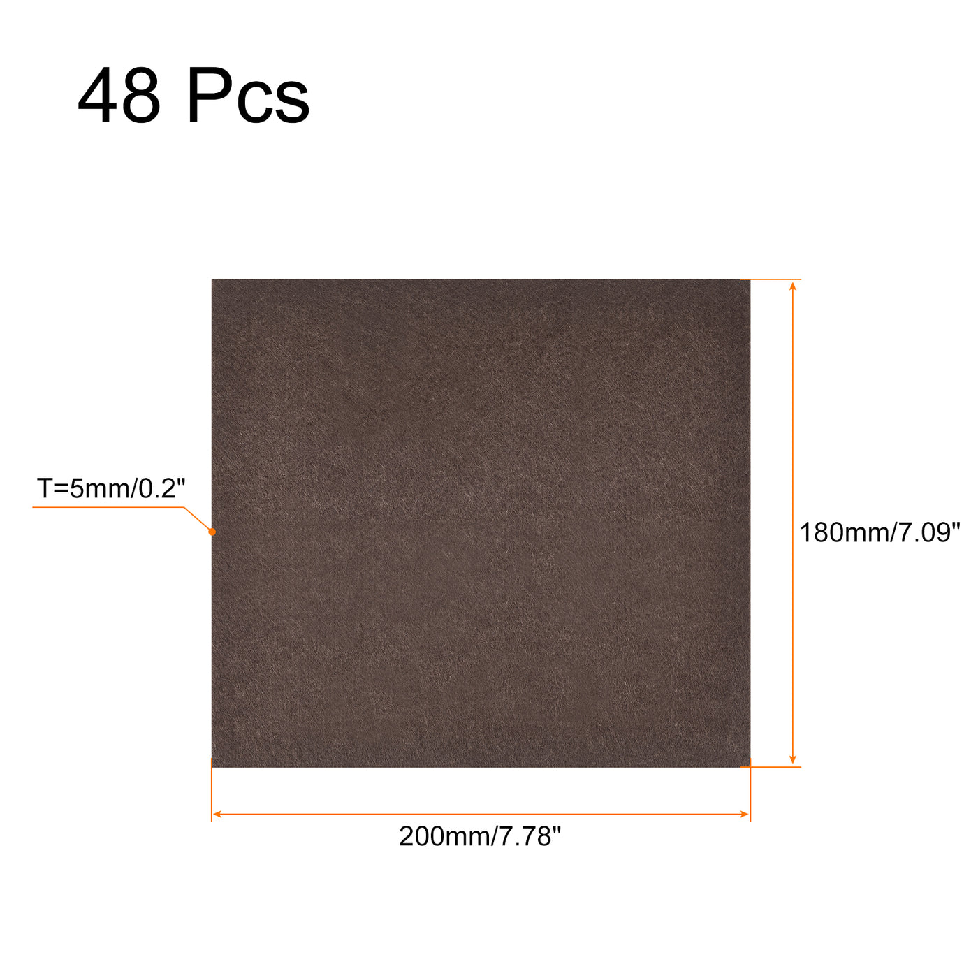 uxcell Uxcell Felt Furniture Pads, 200mm x 180mm Self Adhesive Square Floor Protectors for Furniture Legs Hardwood Floor, Brown 48Pcs