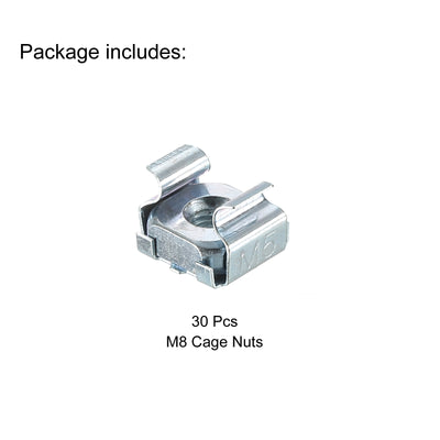 Harfington M5 Cage Nut Carbon Steel for Server Rack Cabinet Blue White 30Pcs