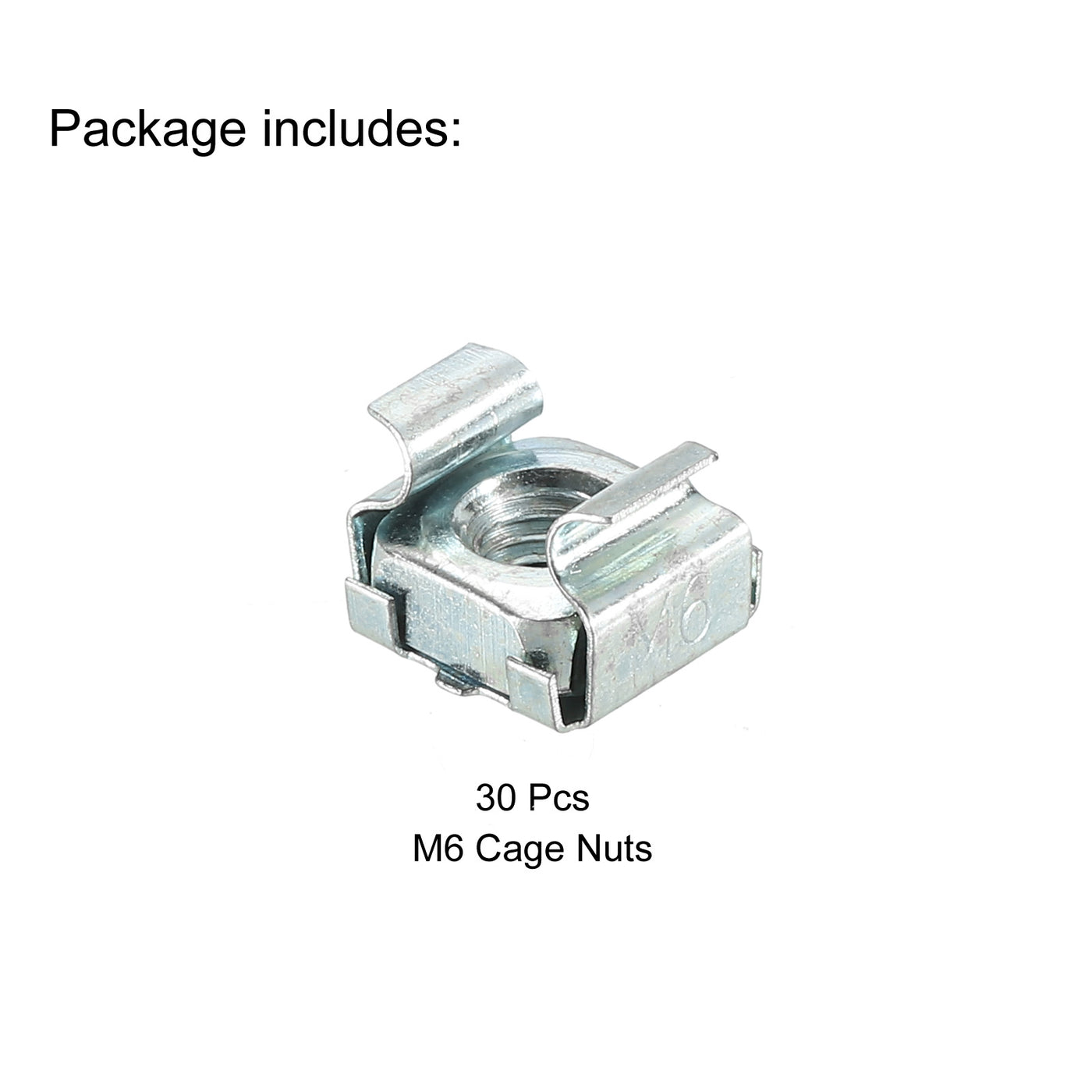 Harfington M6 Cage Nut Carbon Steel for Server Rack Cabinet Blue White 30Pcs