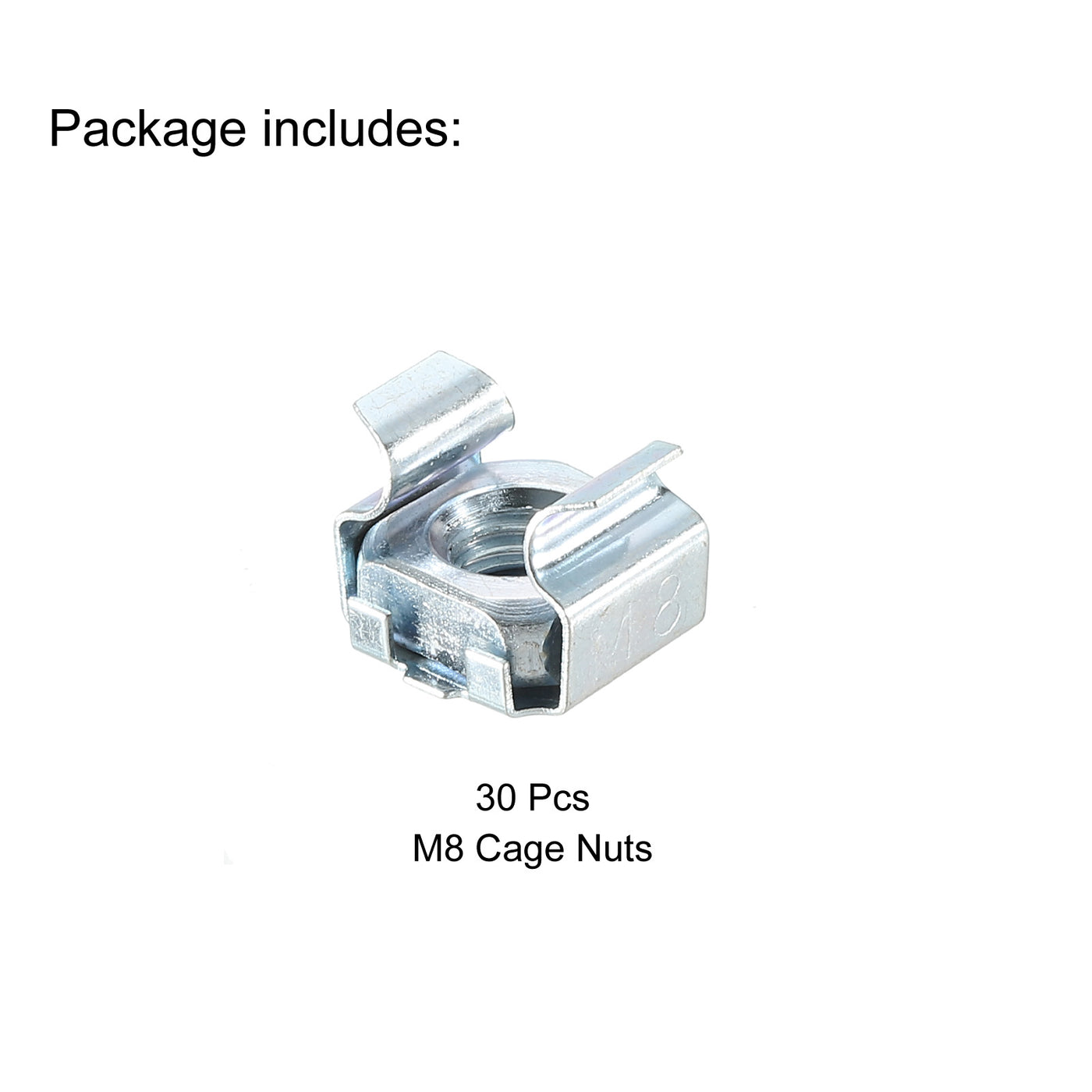 Harfington M8 Cage Nut Carbon Steel for Server Rack Cabinet Blue White 30Pcs