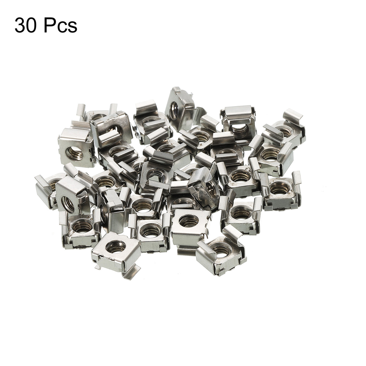 Harfington M6 Cage 201 Stainless Steel for Server Rack Cabinet Silver Tone 30Pcs