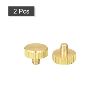 Harfington Uxcell Knurled Thumb Screws, M3x4mm Flat Brass Bolts Grip Knobs Fasteners for PC, Electronic, Mechanical 2Pcs