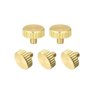 Harfington Uxcell Knurled Thumb Screws, M3x4mm Flat Brass Bolts Grip Knobs Fasteners for PC, Electronic, Mechanical 5Pcs