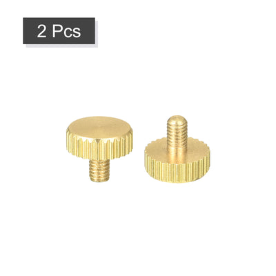 Harfington Uxcell Knurled Thumb Screws, M3x5mm Flat Brass Bolts Grip Knobs Fasteners for PC, Electronic, Mechanical 2Pcs