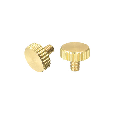 Harfington Uxcell Knurled Thumb Screws, M3x5mm Flat Brass Bolts Grip Knobs Fasteners for PC, Electronic, Mechanical 2Pcs