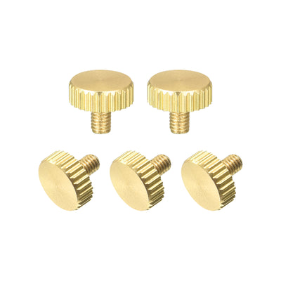 Harfington Uxcell Knurled Thumb Screws, M3x5mm Flat Brass Bolts Grip Knobs Fasteners for PC, Electronic, Mechanical 5Pcs