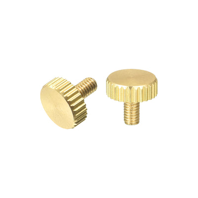Harfington Uxcell Knurled Thumb Screws, M3x6mm Flat Brass Bolts Grip Knobs Fasteners for PC, Electronic, Mechanical 2Pcs