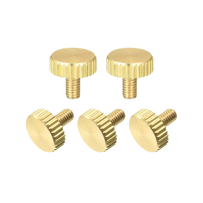 Harfington Uxcell Knurled Thumb Screws, M3x6mm Flat Brass Bolts Grip Knobs Fasteners for PC, Electronic, Mechanical 5Pcs