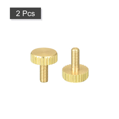 Harfington Uxcell Knurled Thumb Screws, M3x8mm Flat Brass Bolts Grip Knobs Fasteners for PC, Electronic, Mechanical 2Pcs