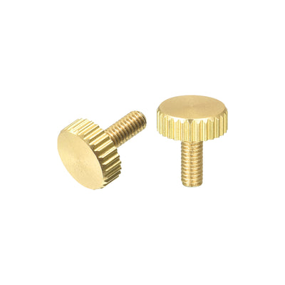 Harfington Uxcell Knurled Thumb Screws, M3x8mm Flat Brass Bolts Grip Knobs Fasteners for PC, Electronic, Mechanical 2Pcs