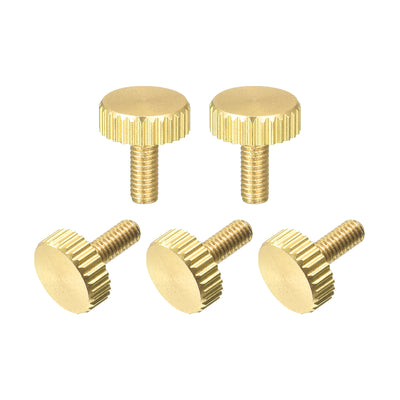 Harfington Uxcell Knurled Thumb Screws, M3x8mm Flat Brass Bolts Grip Knobs Fasteners for PC, Electronic, Mechanical 5Pcs