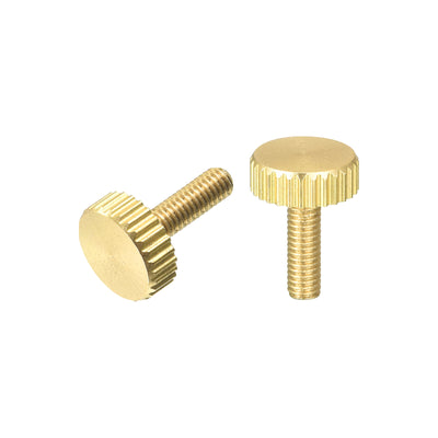 Harfington Uxcell Knurled Thumb Screws, M3x10mm Flat Brass Bolts Grip Knobs Fasteners for PC, Electronic, Mechanical 2Pcs