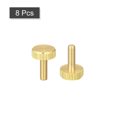 Harfington Uxcell Knurled Thumb Screws, M3x10mm Flat Brass Bolts Grip Knobs Fasteners for PC, Electronic, Mechanical 8Pcs