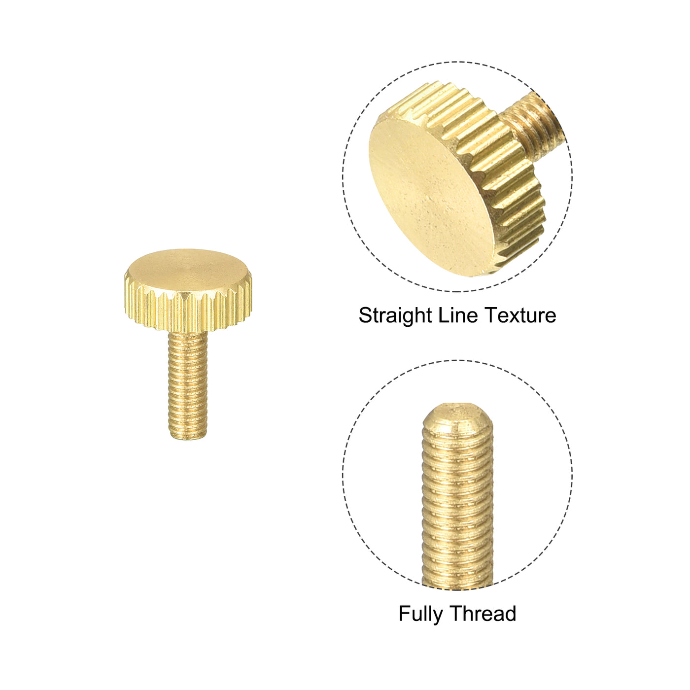 uxcell Uxcell Knurled Thumb Screws, M3x10mm Flat Brass Bolts Grip Knobs Fasteners for PC, Electronic, Mechanical 8Pcs