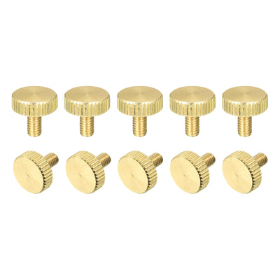 Harfington Uxcell Knurled Thumb Screws, M4x8mm Flat Brass Bolts Grip Knobs Fasteners for PC, Electronic, Mechanical 10Pcs