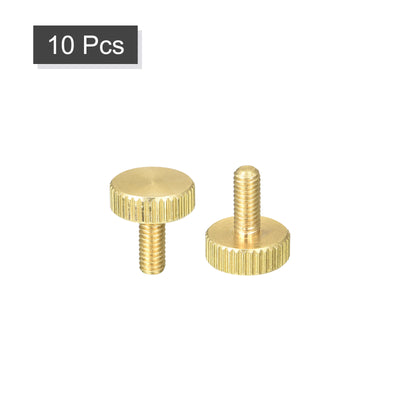 Harfington Uxcell Knurled Thumb Screws, M4x10mm Flat Brass Bolts Grip Knobs Fasteners for PC, Electronic, Mechanical 10Pcs