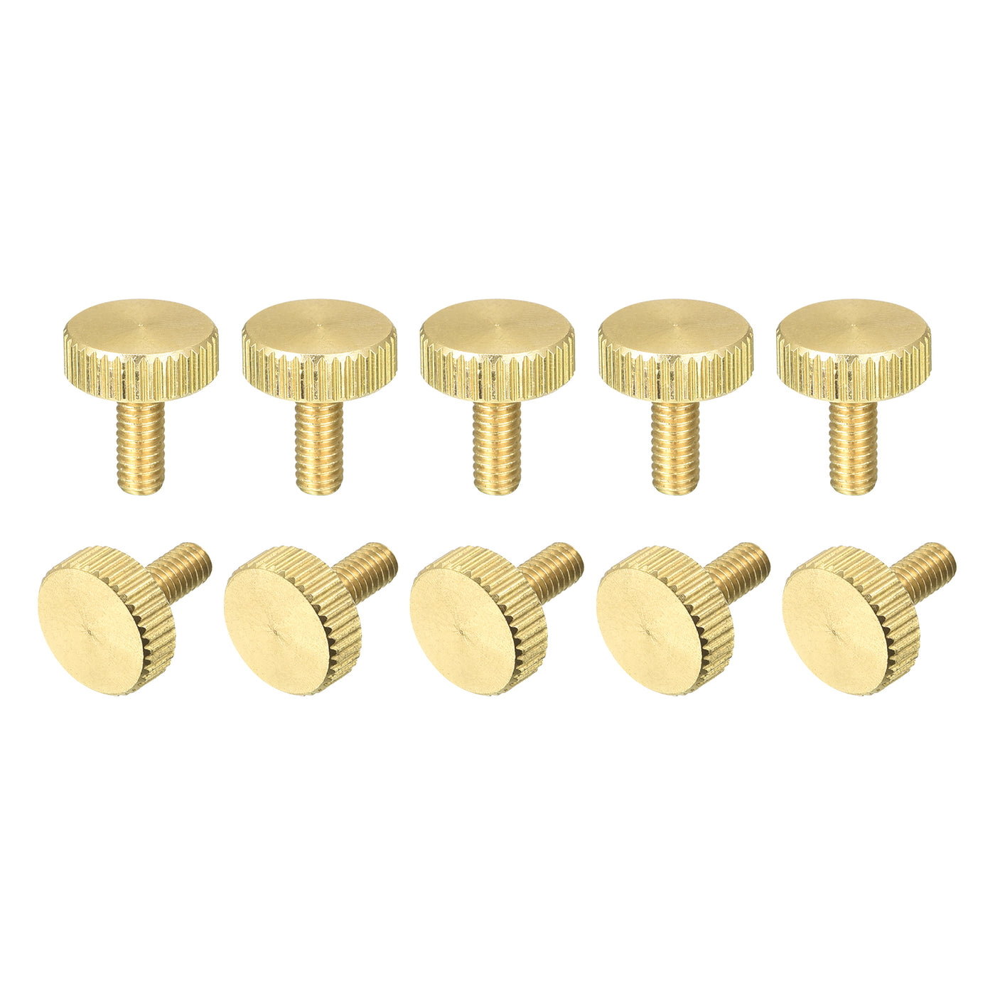 uxcell Uxcell Knurled Thumb Screws, M4x10mm Flat Brass Bolts Grip Knobs Fasteners for PC, Electronic, Mechanical 10Pcs