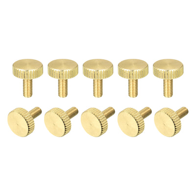 Harfington Uxcell Knurled Thumb Screws, M4x10mm Flat Brass Bolts Grip Knobs Fasteners for PC, Electronic, Mechanical 10Pcs