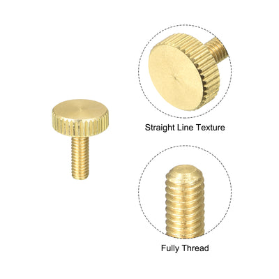 Harfington Uxcell Knurled Thumb Screws, M4x12mm Flat Brass Bolts Grip Knobs Fasteners for PC, Electronic, Mechanical 5Pcs