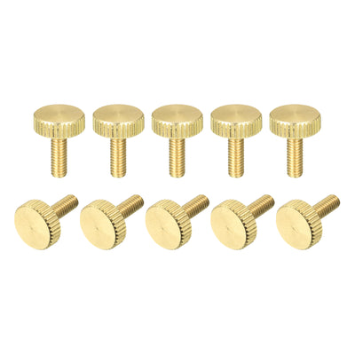 Harfington Uxcell Knurled Thumb Screws, M4x12mm Flat Brass Bolts Grip Knobs Fasteners for PC, Electronic, Mechanical 10Pcs
