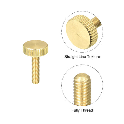 Harfington Uxcell Knurled Thumb Screws, M4x16mm Flat Brass Bolts Grip Knobs Fasteners for PC, Electronic, Mechanical 10Pcs