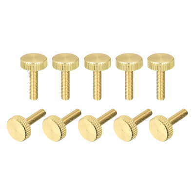 Harfington Uxcell Knurled Thumb Screws, M4x16mm Flat Brass Bolts Grip Knobs Fasteners for PC, Electronic, Mechanical 10Pcs