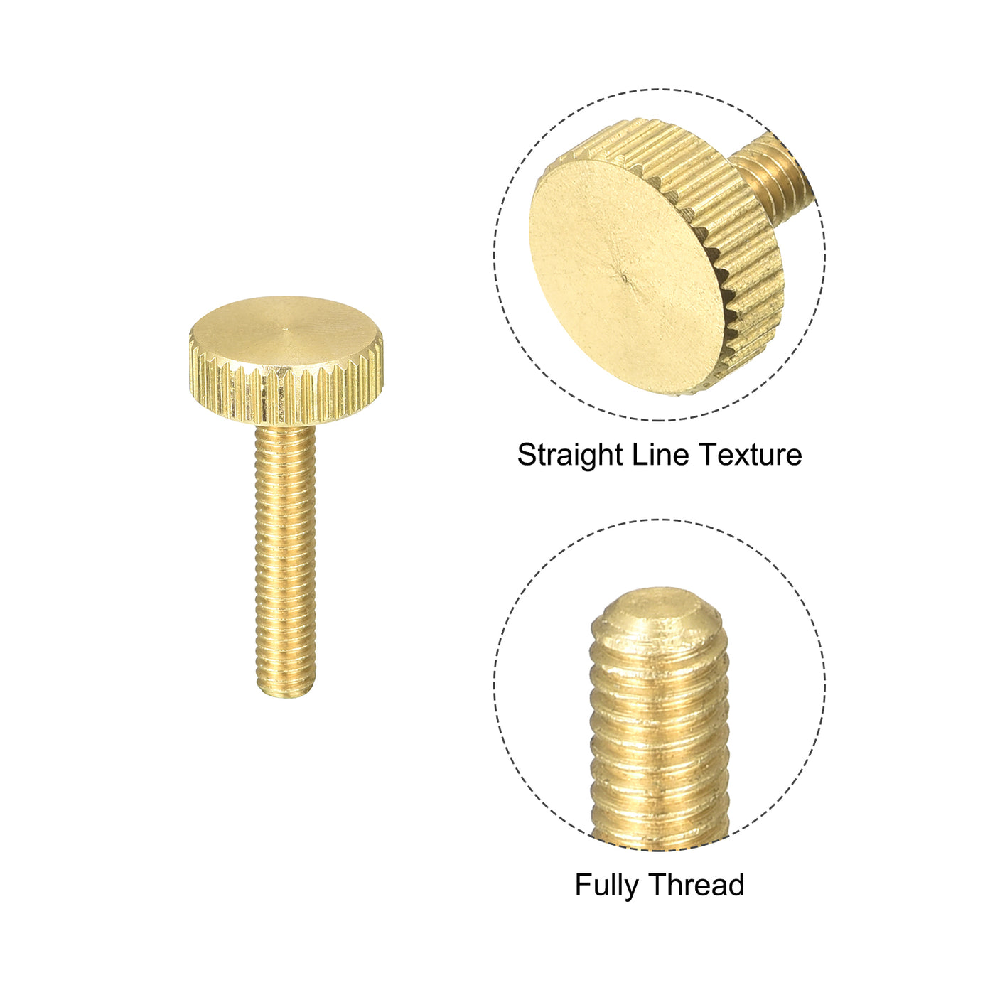 uxcell Uxcell Knurled Thumb Screws, M4x20mm Flat Brass Bolts Grip Knobs Fasteners for PC, Electronic, Mechanical 8Pcs