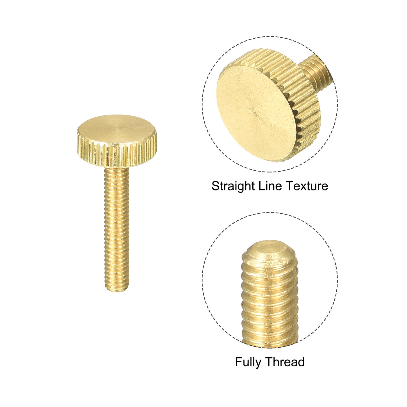uxcell Uxcell Knurled Thumb Screws, M4x22mm Flat Brass Bolts Grip Knobs Fasteners for PC, Electronic, Mechanical 2Pcs