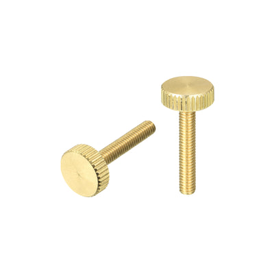 Harfington Uxcell Knurled Thumb Screws, M4x22mm Flat Brass Bolts Grip Knobs Fasteners for PC, Electronic, Mechanical 2Pcs