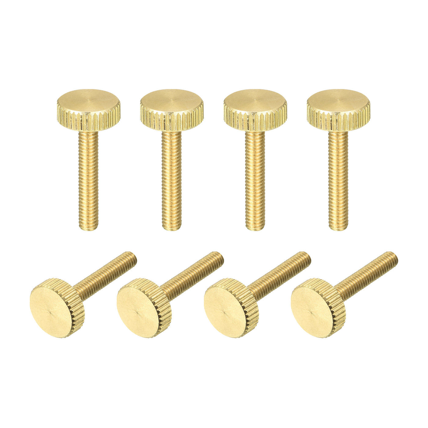 uxcell Uxcell Knurled Thumb Screws, M4x22mm Flat Brass Bolts Grip Knobs Fasteners for PC, Electronic, Mechanical 8Pcs