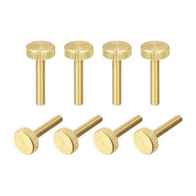 Harfington Uxcell Knurled Thumb Screws, M4x22mm Flat Brass Bolts Grip Knobs Fasteners for PC, Electronic, Mechanical 8Pcs