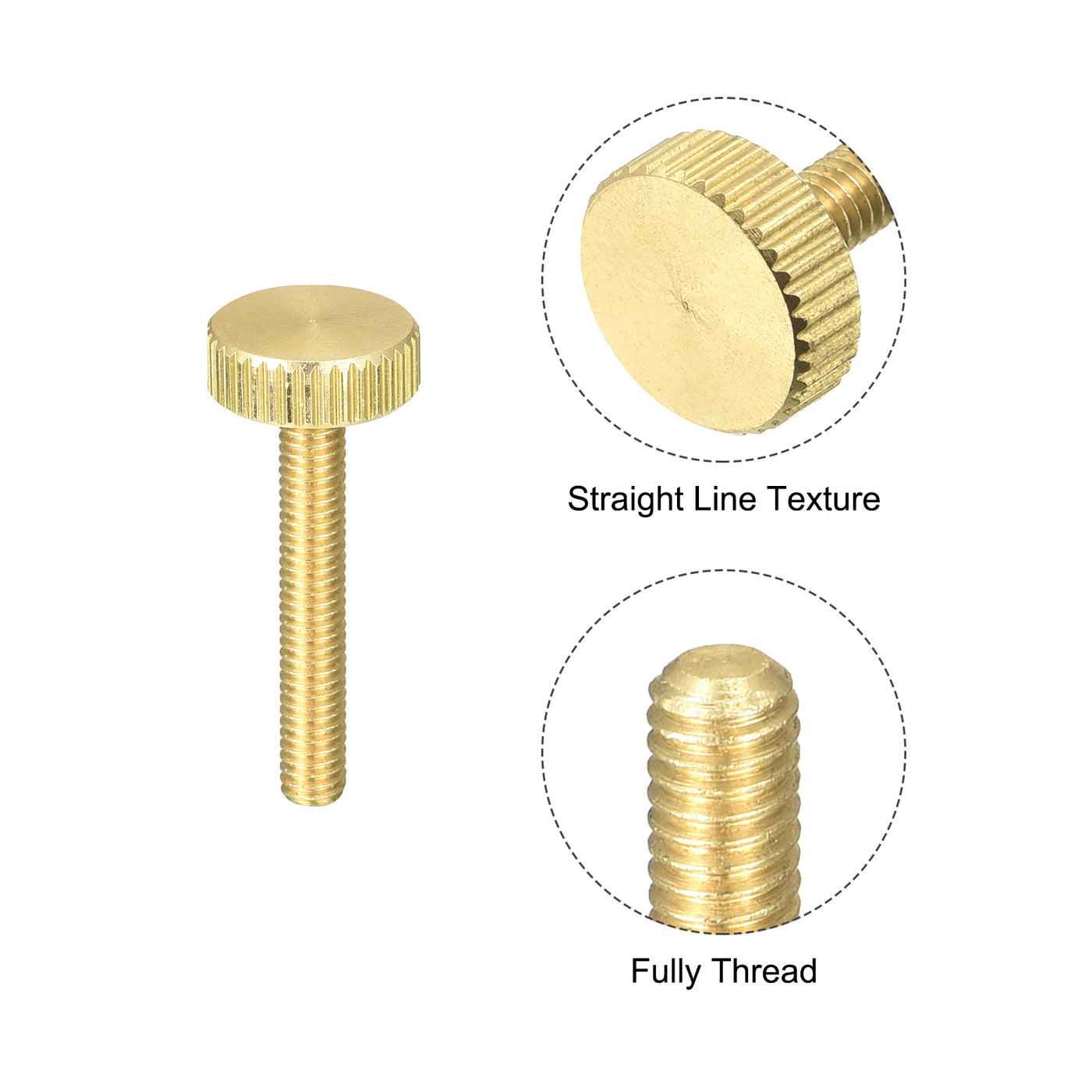 Uxcell Uxcell Knurled Thumb Screws, M4x25mm Flat Brass Bolts 7mm Dia.Grip Knobs Fasteners for PC, Electronic, Mechanical 2Pcs