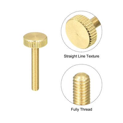 Harfington Uxcell Knurled Thumb Screws, M4x25mm Flat Brass Bolts 7mm Dia.Grip Knobs Fasteners for PC, Electronic, Mechanical 2Pcs
