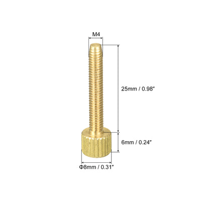 Harfington Uxcell Knurled Thumb Screws, M4x25mm Flat Brass Bolts 8mm Dia.Grip Knobs Fasteners for PC, Electronic, Mechanical 2Pcs