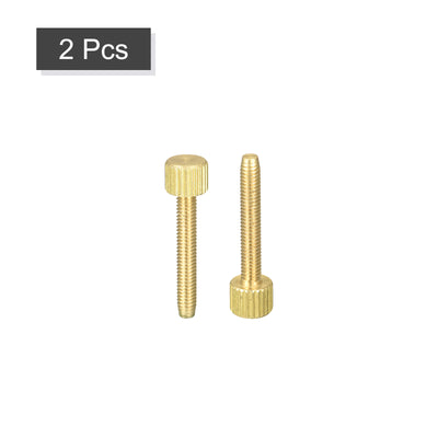 Harfington Uxcell Knurled Thumb Screws, M4x25mm Flat Brass Bolts 8mm Dia.Grip Knobs Fasteners for PC, Electronic, Mechanical 2Pcs