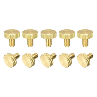 Harfington Uxcell Knurled Thumb Screws, M5x8mm Flat Brass Bolts Grip Knobs Fasteners for PC, Electronic, Mechanical 10Pcs