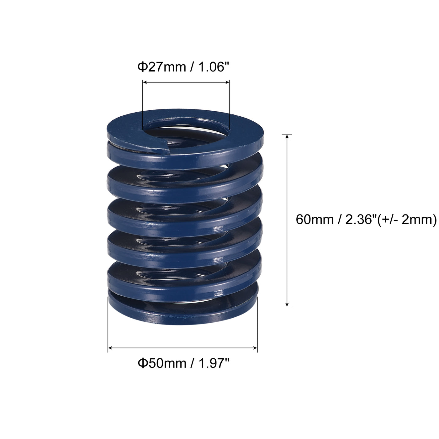 uxcell Uxcell Die Spring, 1pcs 50mm OD 60mm Long Spiral Stamping Light Load Compression, Blue