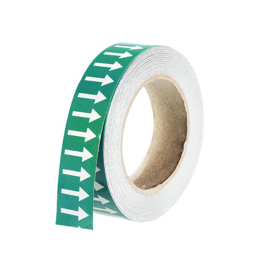 Harfington White on Green Color Arrow Tape Vinyl Stickers Arrow Labels 30mm/1.2" for Pipe Markers, 1 Roll