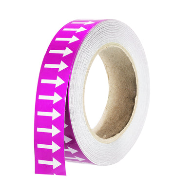Harfington White on Purple Color Arrow Tape Vinyl Stickers Arrow Labels 30mm/1.2" for Pipe Markers, 1 Roll