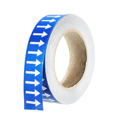 Harfington White on Blue Color Arrow Tape Vinyl Stickers Arrow Labels 30mm/1.2" for Pipe Markers, 1 Roll