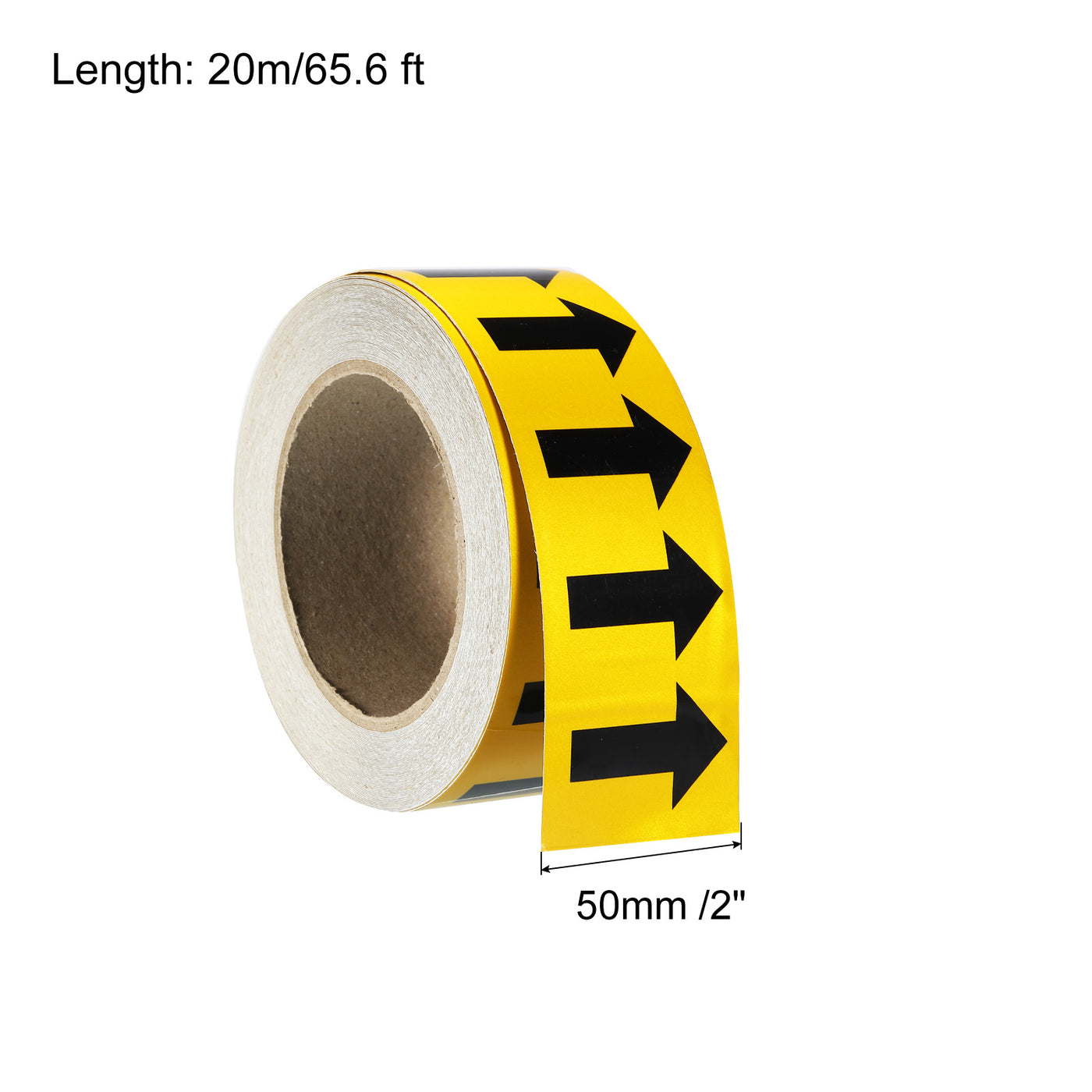 Harfington Black on Yellow Color Arrow Tape Vinyl Stickers Arrow Labels 50mm/1" for Pipe Markers, 1 Roll