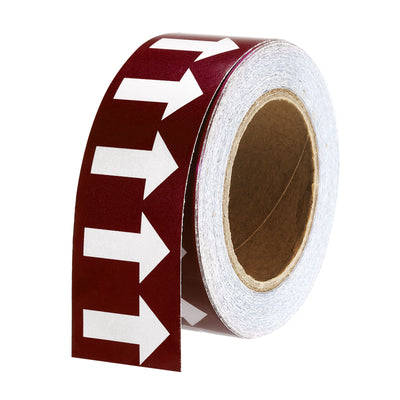 Harfington White on Brown Color Arrow Tape Vinyl Stickers Arrow Labels 50mm/1" for Pipe Markers, 1 Roll